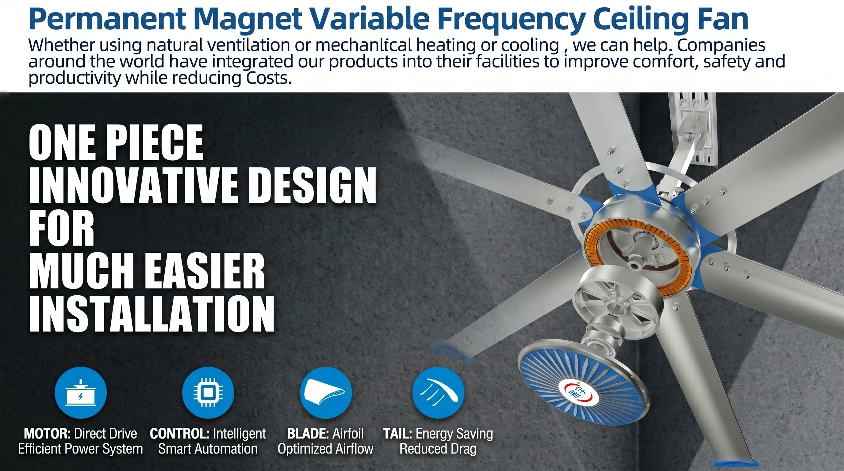 Ceiling Fan, Dia.3.1M, 10ft, PMSM, HVLS - detail 12