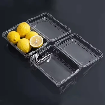 Popular Disposable PET Plastic Packing Cardboard Tray Hinged Lid Clam shell Punnet fruit packaging