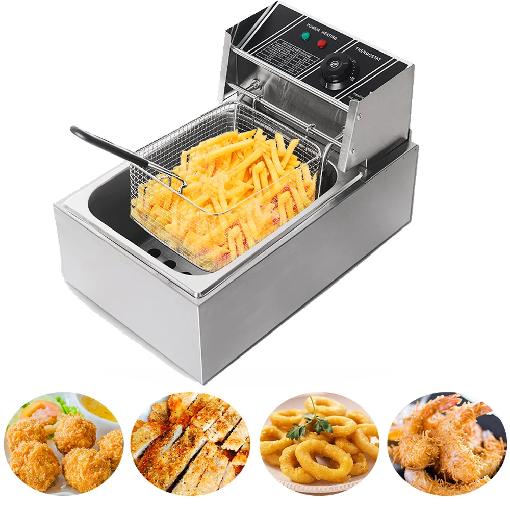 GZKITCHEN 8L Single Tank Electric Deep Fryer Stainless Steel Electric Frying Machine French Fries Chicken Fryer 3250W - Image 2