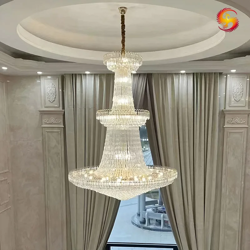 Lustres modernes en cristal doré, grands lustres pour hall d’entrée, escaliers, salons, couloirs et entrées, lustres suspendus adaptés aux plafonds hauts