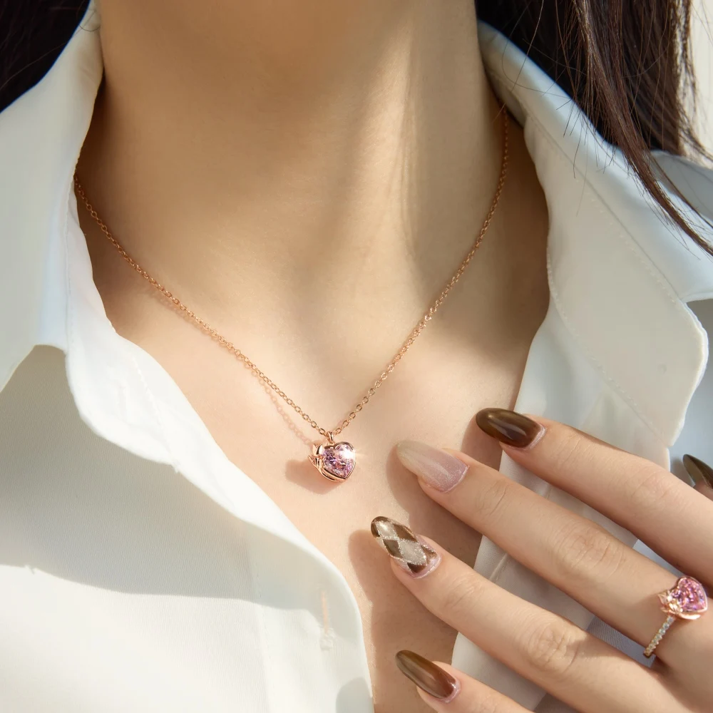 KAKODIY Fashion Design Rhodium Plated Rose Gold 925 Sterling Silver Chain 5A Zirconia Tulip Love Pendant Necklace Women detail 3