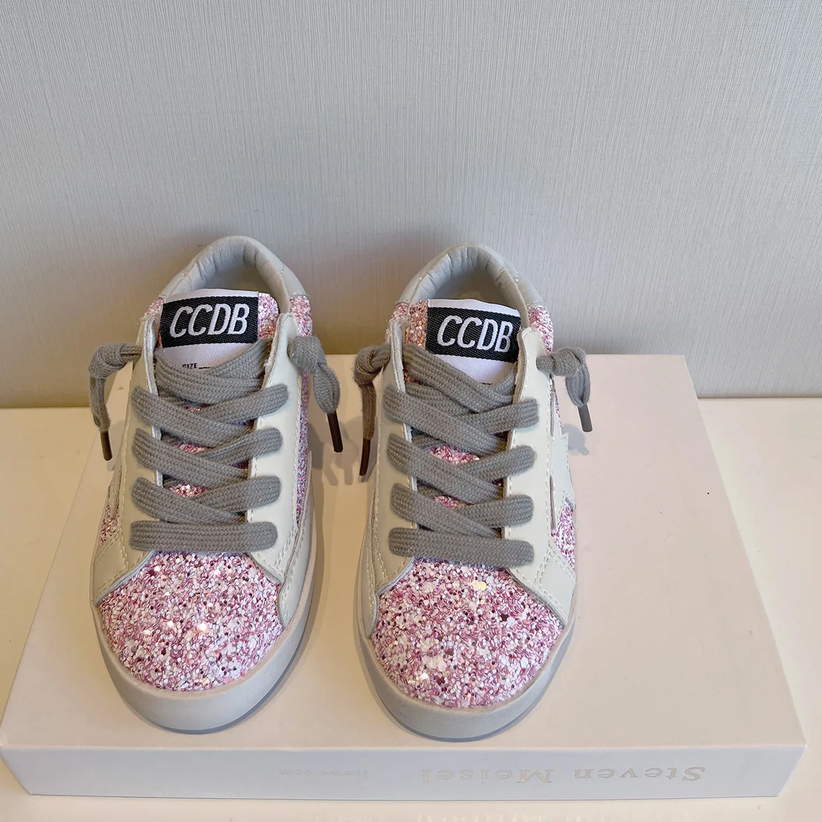 Girls Gold Goose Dupes Girls' Glitter Sneakers In Pink Superstar