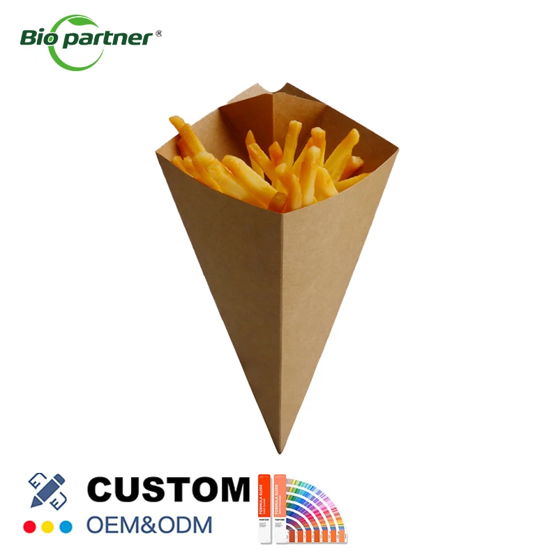 Churro Box Kraft Paper French Fries Cones Chips Fried Chicken Popcorn Nuggets Waffle Ketchup Dip Pocket