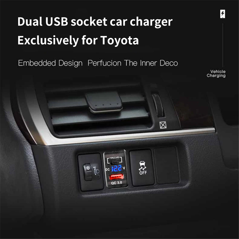 toyota chr cigarette lighter QC3.0+PD Dual USB Car Charger