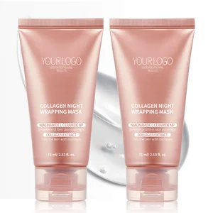 Private Label Anti-Wrinkle Firming Night Wrapping Gel Collagen Niacinamide Infused Sheet for Deep Hydration Brightening Herbal