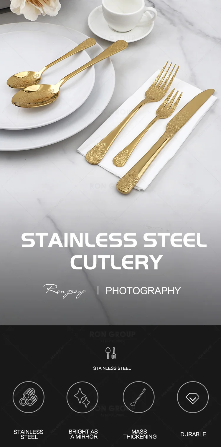 Flatware latest dinner wedding popular design restaurant tableware cutlery luxury high quality stainless steel silverware sets