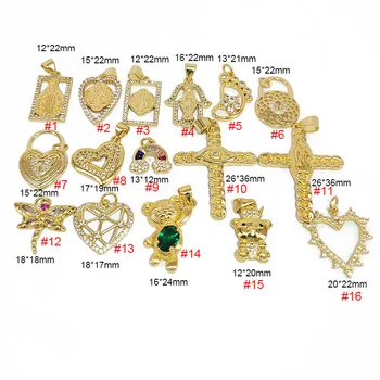 Dijes de joyería de Micro pavé CZ8492, CZ delicado, oro de 18k, CZ