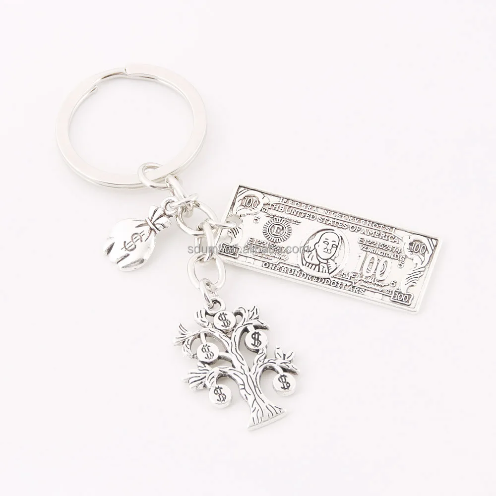 Hot Sales 100 Dollar Usd Model Keychain Money Tree Purse For Souvenir