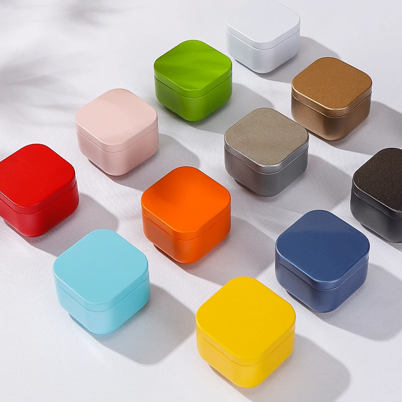 Mini Tin Box square New Style Mini Candle Tins Packaging Tea Tin Can for 10g Volume Metal Box