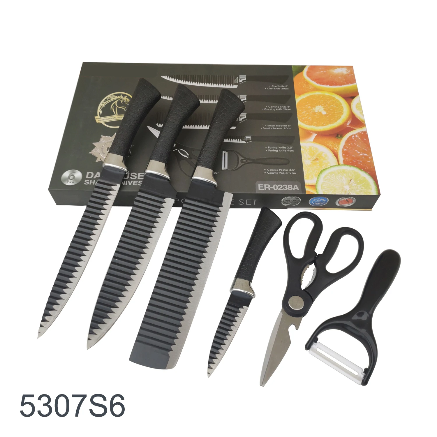 Kitchen Knives Set 6pcs EVERRICH 8 Chef Knife 8 Carving Knife 8 Small  Cleaver 3.5 Paring Knife Scissors Ceramic Peeler