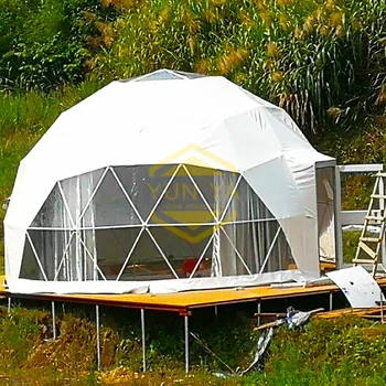Cheap Price 6m Water-proof / Fire-proof Glamping House Geodesic Tent Dome Prefab Camp With Insulation
