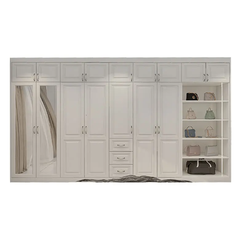 Заводская индивидуальная система хранения шкафов, белый шкаф для любых комнат с зеркальными дверями