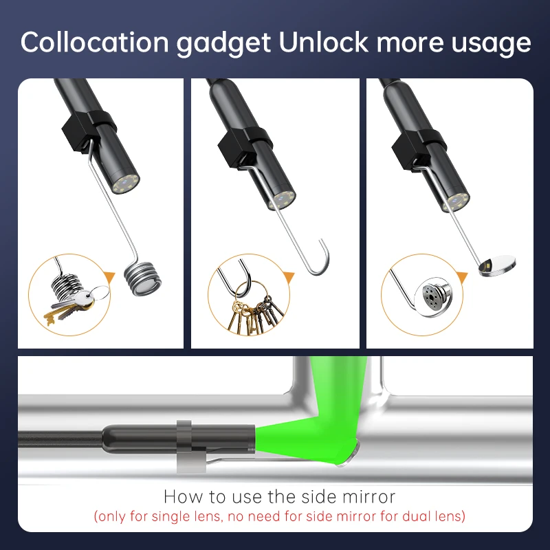 2.7cm Short Module 4.3Inch 8LED Light Sewer Pipe Inspect Portable Professional Borescope Video Industrial Rigid Endoscope Camera