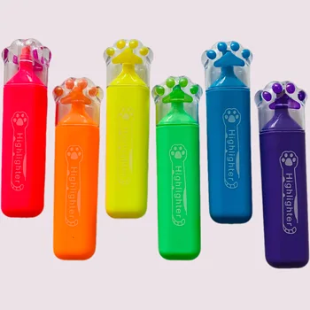 New Style Animal Paw Shaped Colorful Highlighter Marker Pens for Students & Kids