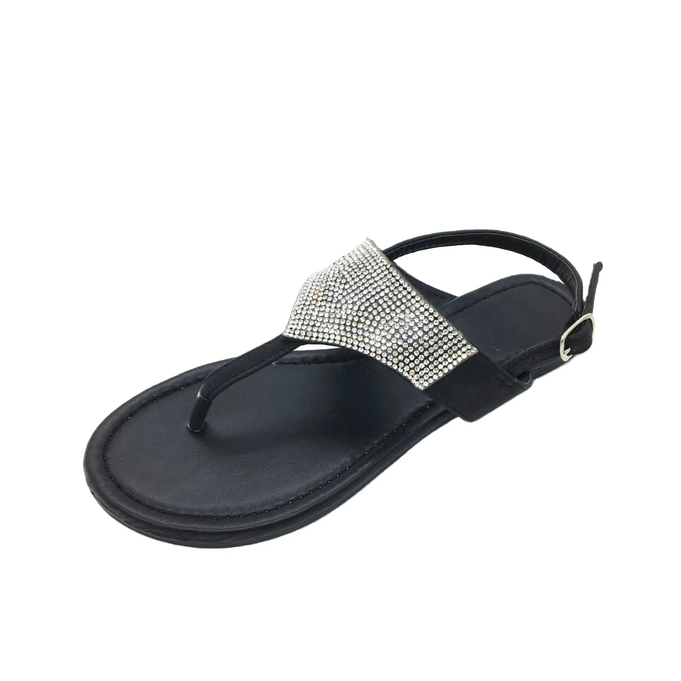 Amazon Black Bling Flat Sandals New Trend Rhinestone Slippers Good