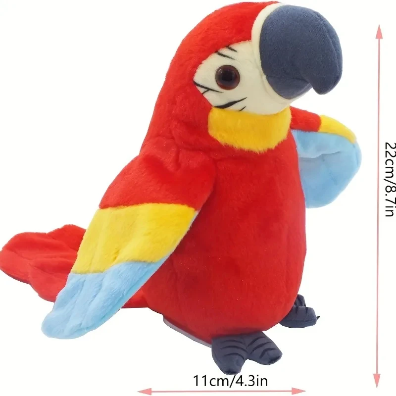 Talking Macaw Parrot Repeat What You Say Stuffed Animal Plush Toy Speaking Parrot Pet for Kids Gift