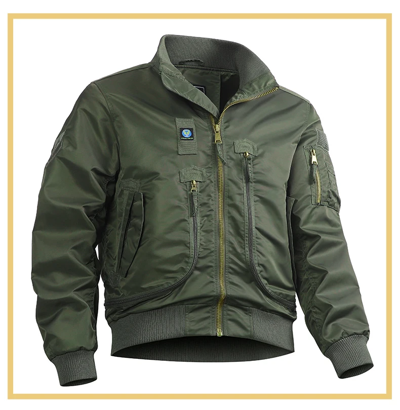 Men's Bomber Jacket Windproof Nylon Streetwear Pilot Style_voghion.com