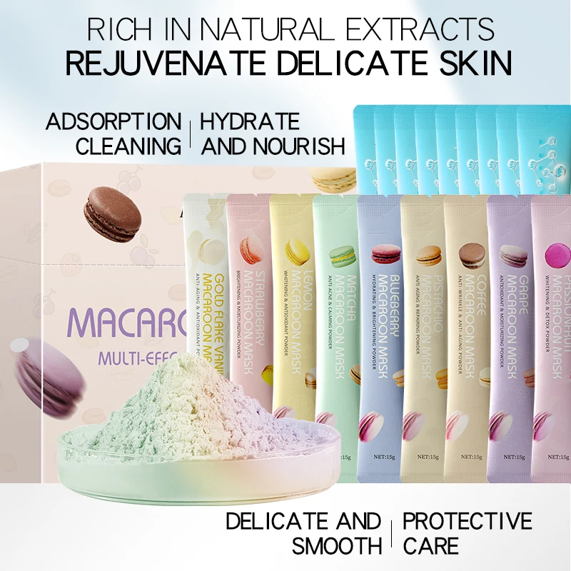 OEM Macaron Fruit Mask PowderTransparent Moisturizing Whitening Peeling Off Face Moisturizing Facial Mask Powder Hydro Jelly Mas