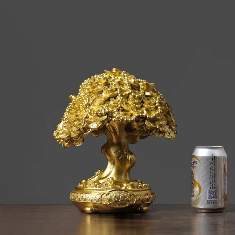 Gold Resin Monkey Tree Statue for Home Living Room Office Decor Feng Shui Lucky Fortune Tree Figurine New Year Sculpture Gift