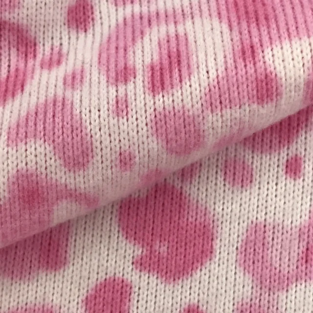 
 Трикотажная ткань из полиэстера стрейч с принтом персикового цвета  