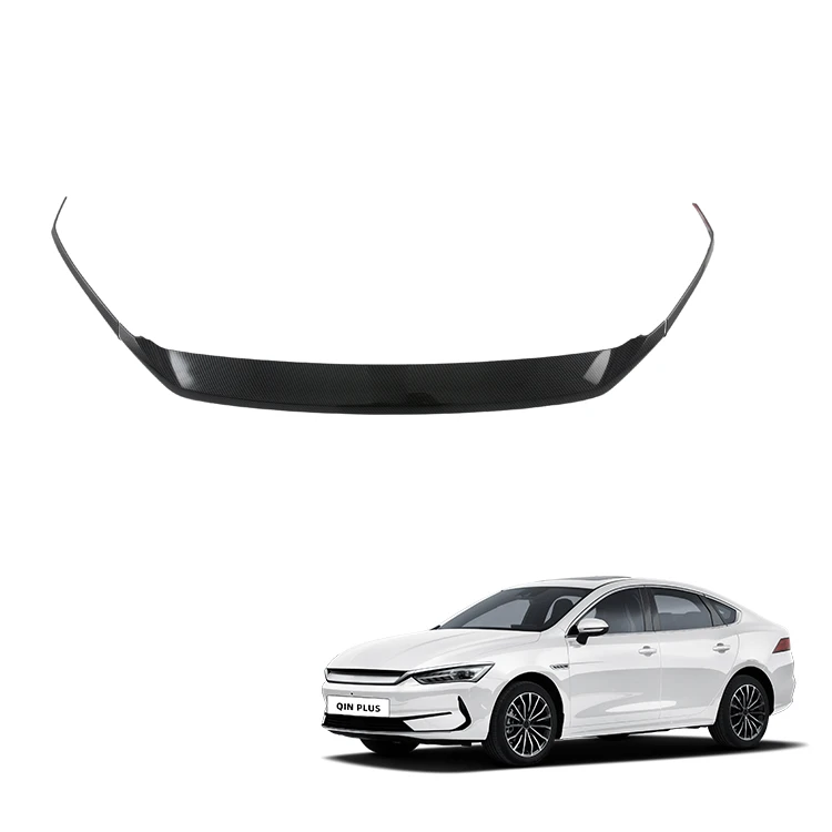 Car Front Grille Trim for BYD Qin Plus Accessories ABS Carbon Fiber Pattern Front Fascia Decorative Cover Exterior Accessory