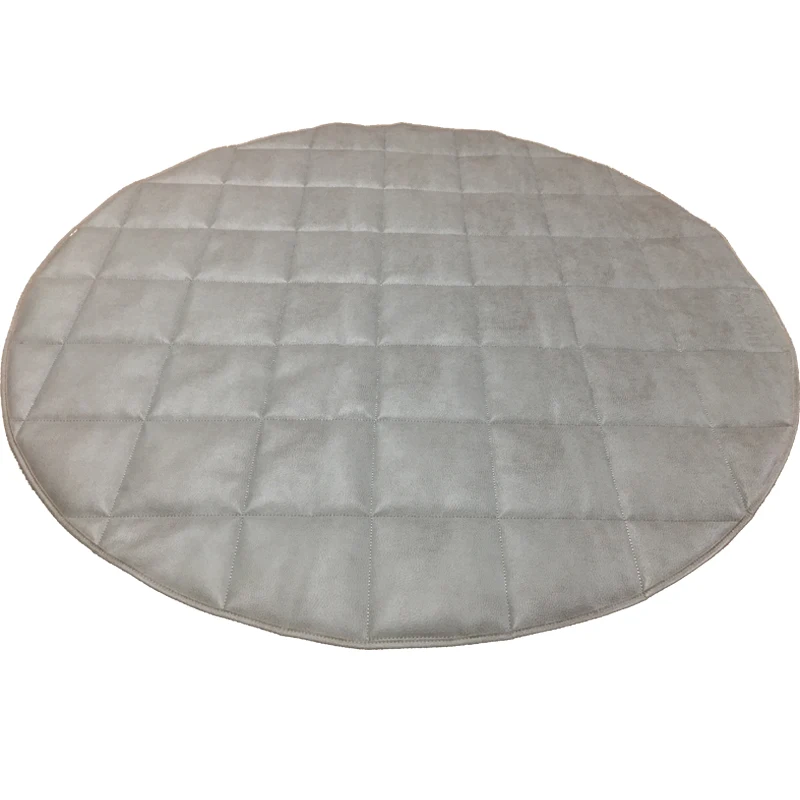 Grey Round Waterproof Quilted Vegan Leather Crawling Infant Kids Carpet Padded Baby Play Mat Cotton