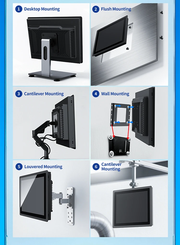 Industrial Waterproof All in One Panel PC Vesa Mounted Embedded Resistive/Capacitive Multitouch Touchscreen Industrial Tablet