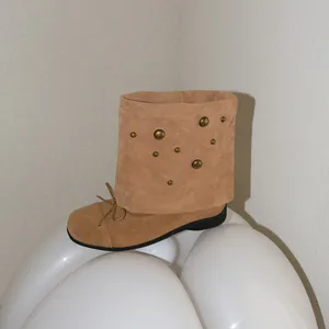 Wholesale High-quality Flat Bottomed Martin Boots, Autumn and Winter Bows, Folds, Piles, Boots, Tubes, Short Boots