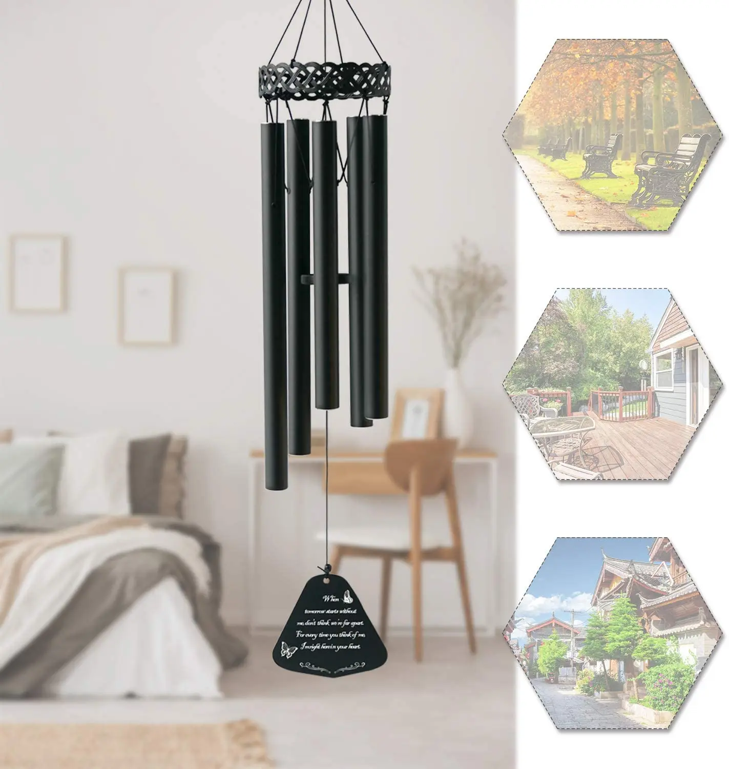 Wind Chimes Outdoor Deep Tone Memorial Wind Chimes Large With 6 Heavy ...