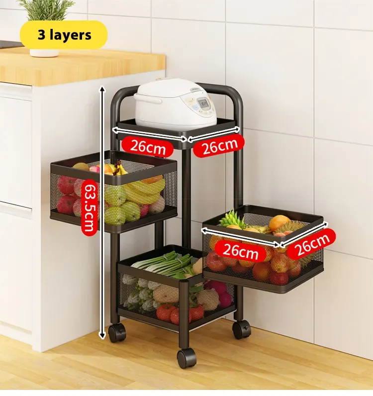 Household Rotating Multi Layer Kitchen Shelf Round Layered Standing ...