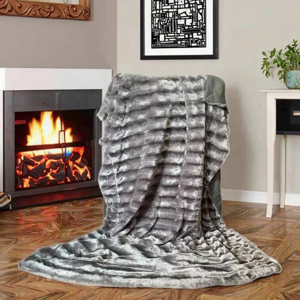 Fluffy Soft Brushed Solid Fleece Throw Blanket Sherpa Plush Warm Mink Thick Faux Fur Eco-Friendly Machine Wash Bed Modern