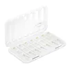 21-compartment pillbox [transparent white English label]