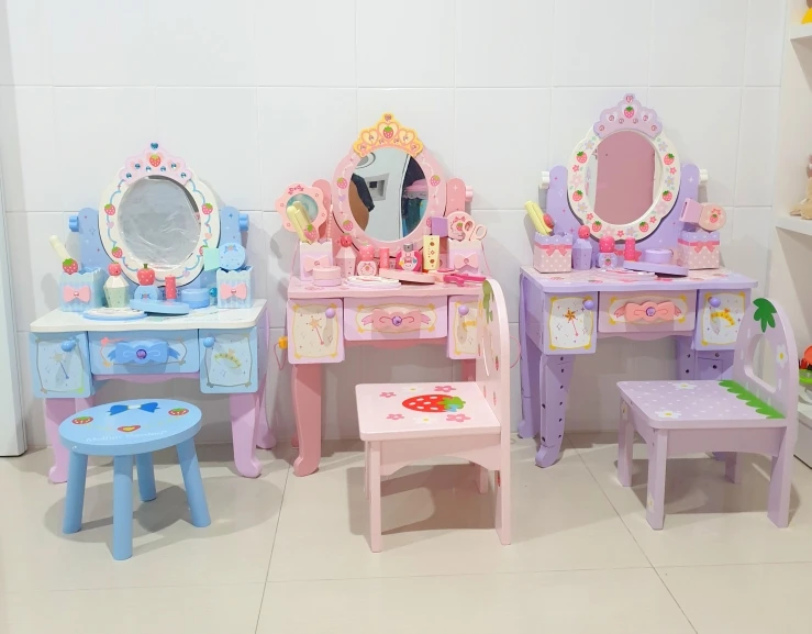 2021japanese Princess Play Set Wooden Dressing Table With Chair Play