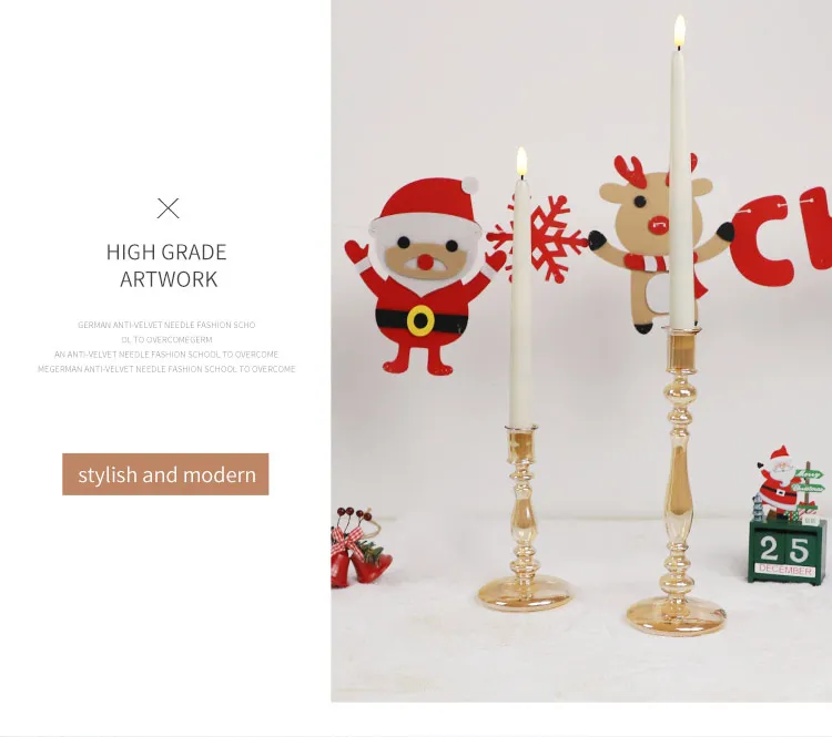 High Quality Glass Candlestick Hand Blown Colorful Glass Taper  Candle Stand for Wedding Dinning Party details