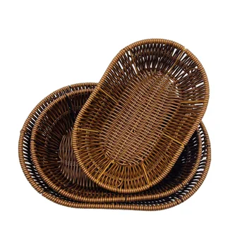 Rectangular round Woven Storage Baskets Stackable Decorative Wicker Basket for Home Organization
