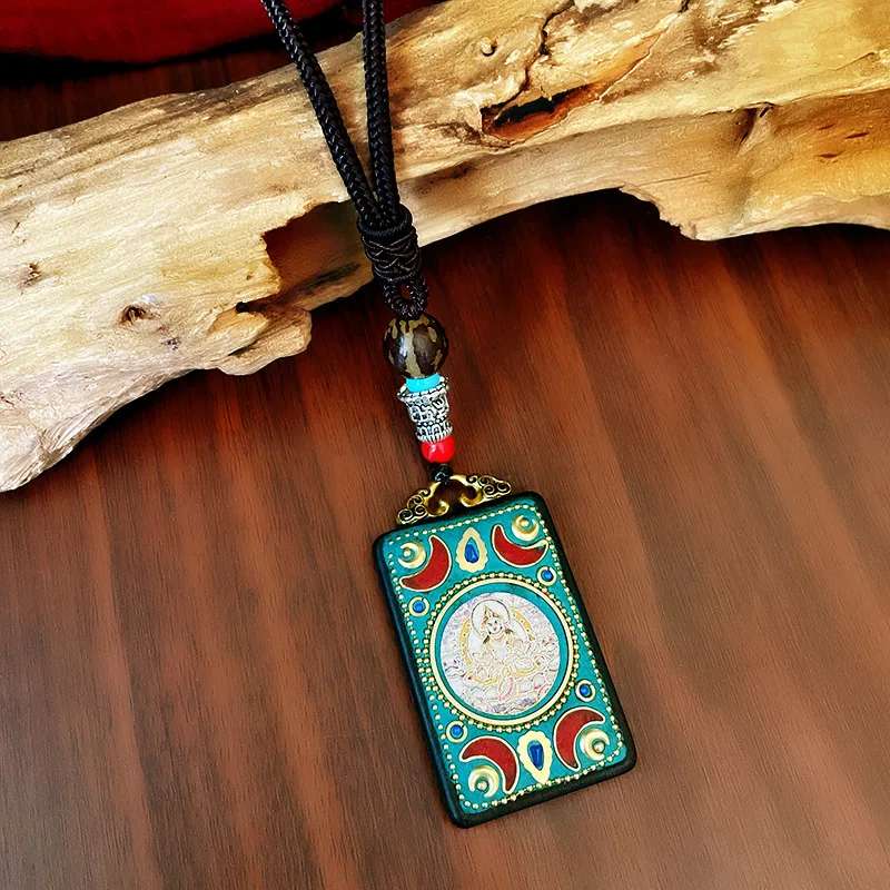 Collier Long Vintage Bouddhiste En Bois Perlé Pour Hommes Et Femmes, Pendentif, Ethnique Bohème - 5