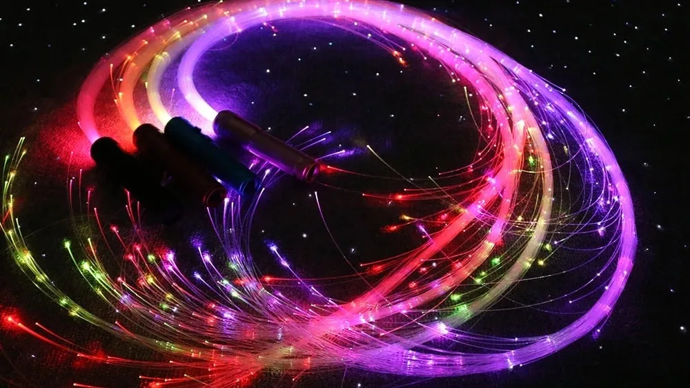 Led Fiber Optic Whip Single Color 360 Degree Dance Space Whip Super