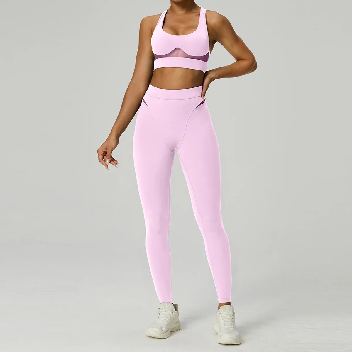 Lightweight Breathable Mesh Sports Bra & Leggings Set for Running Yoga Fitness Plus Size detail