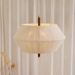 Modern Simple Solid Wood Braided Rope Chandelier for Bedroom Living Room Study Restaurant for Home Island Homestay Lamps