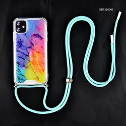 Custom Shockproof Clear Hard Pc Soft Tpu Bumper Sling Mobile Phone Case For Ip 11 12 Pro Max With Hanging Rope Lanyard Cord