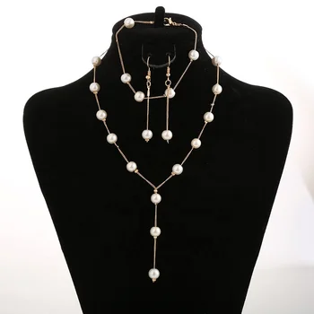 simple necklace bracelet set pearl pearl jewelry