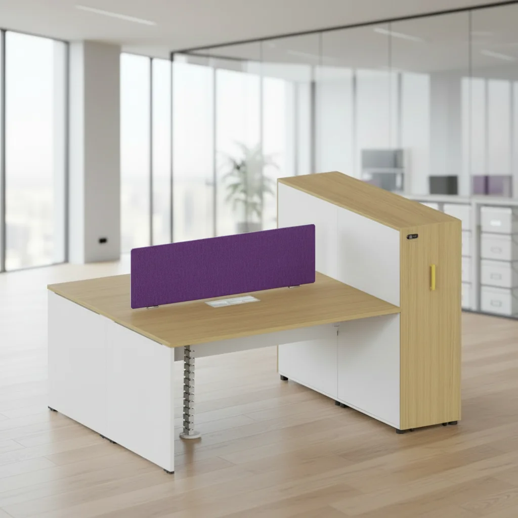 Double Row Integrated Storage Workstation Team Office Layout ABS Connection System Modern Furniture 3