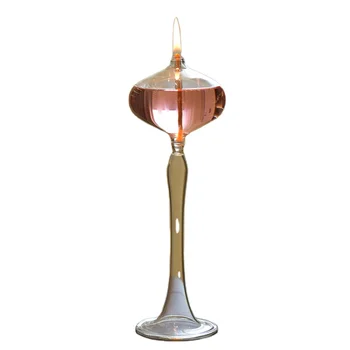 Hot sale transparent modern hand blown glass oil lamp for home decoration