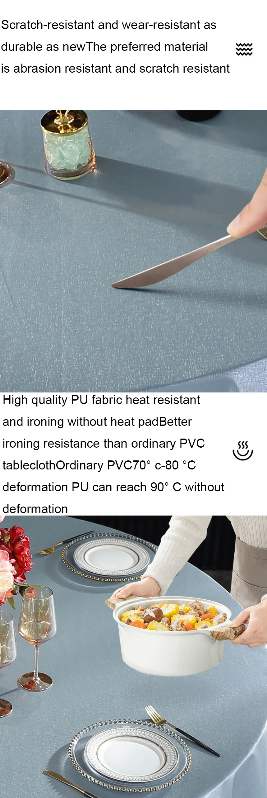 Hotel Round Tablecloth Waterproof Oil Proof Ironing And Wash Free Table