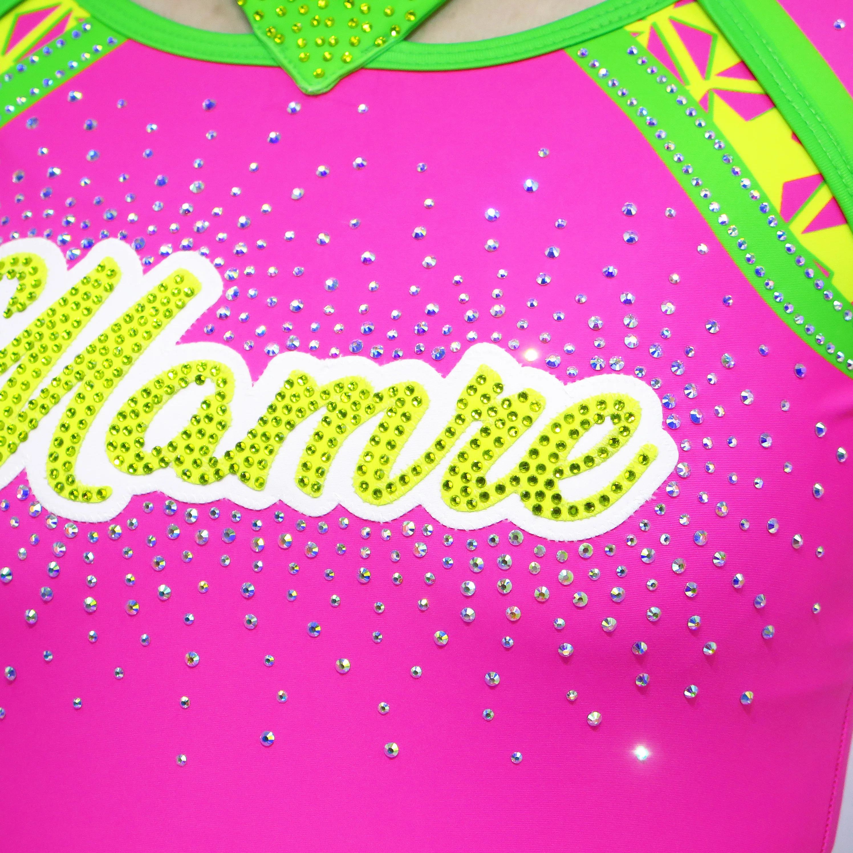 Pink Cheerleading Uniform with Mamre Print Colorful Design Team Competition Cheer Dance Performance Dress