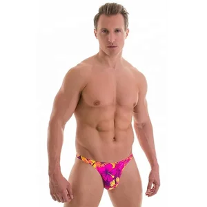 Wholesale Sexy Mens Thong Swim Briefs Floral Print Swimwear Men Swimsuits