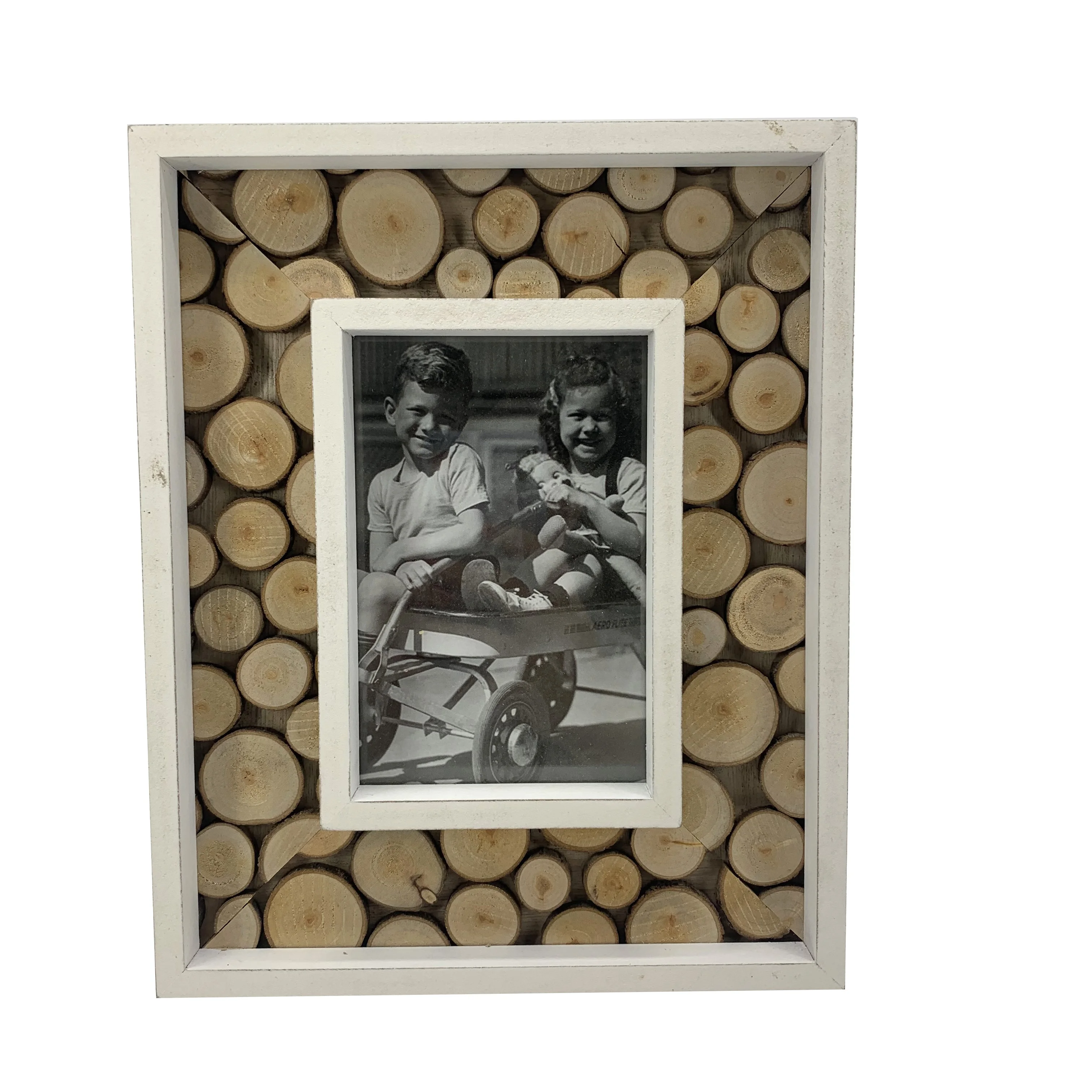 4x6 Picture Frame Distressed Wood Holds a 4x6 Photo Gray and White