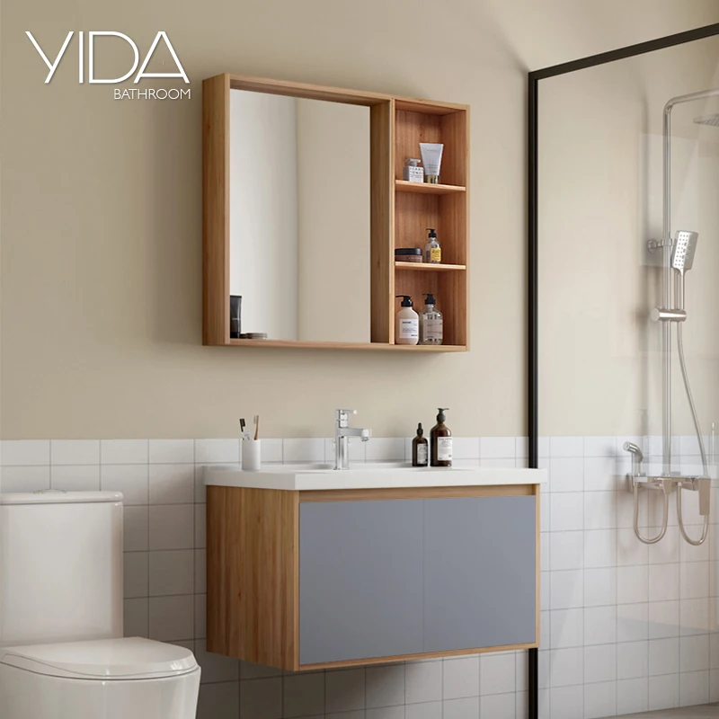 Горячая Распродажа настенный маленький готовый Простой дешевый современный шкаф для ванной комнаты с зеркалом