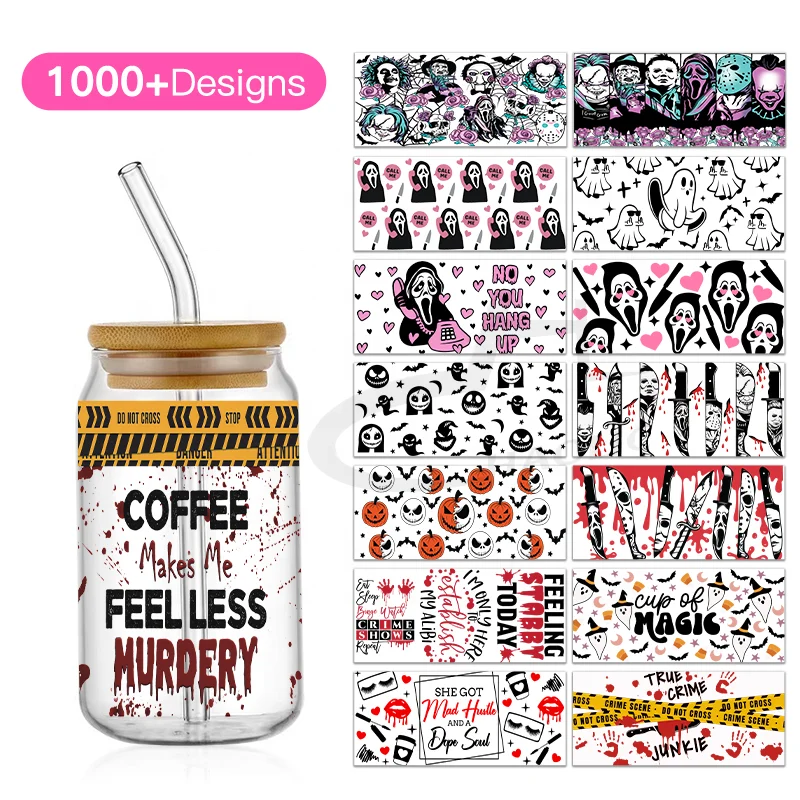 Factoroy Custom Transfer Printing UV DTF Cup Wraps Transfers For 16oz Libbey Glass Beer Cans 24oz 20oz 16oz Cold Cup Wraps