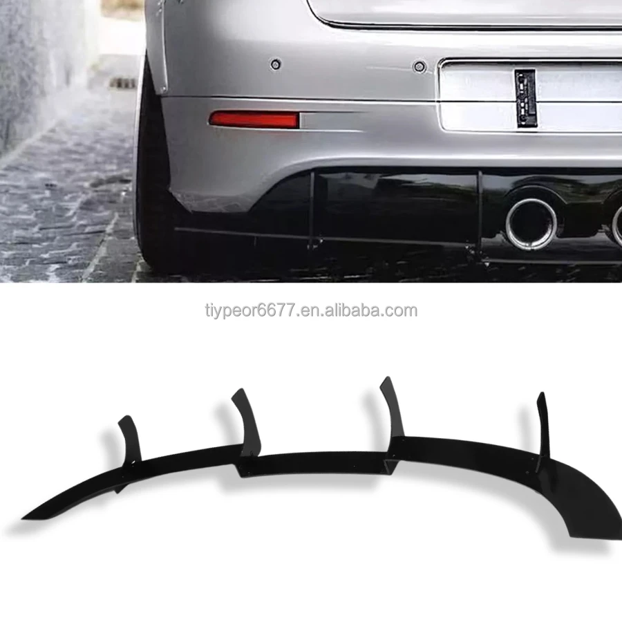 product car rear bumper diffuser shark fin for vw volkswagen golf 5 mk5 r32 2005   2008 tail blade frame exhaust guard trim splitter lip-3